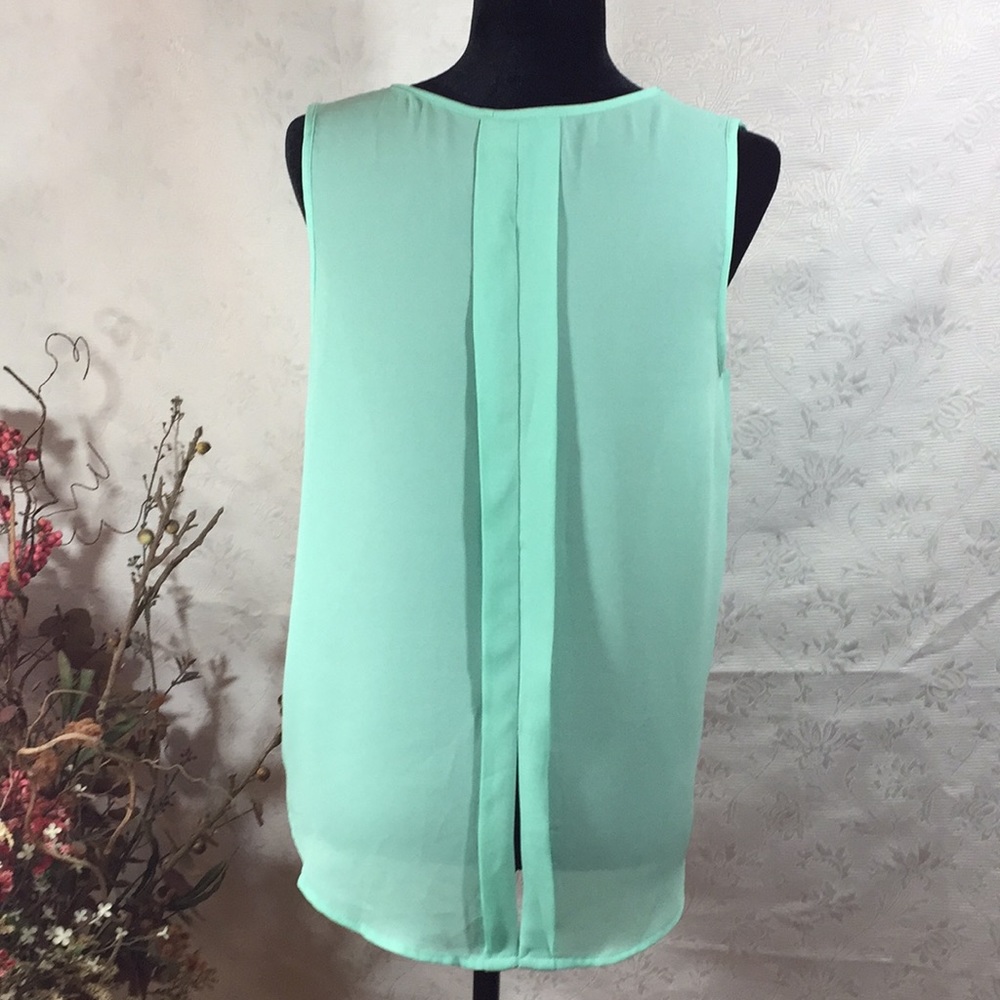SEMI SHEER TOP MINT GREEN INDIAN ABSTRACT DESIGN SIZE M Pearl - Picture 3 of 7